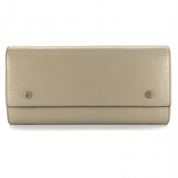 Celine Large Flap Multi-Function Long Wallet Leather Brown Beige - Picture 1 of 10